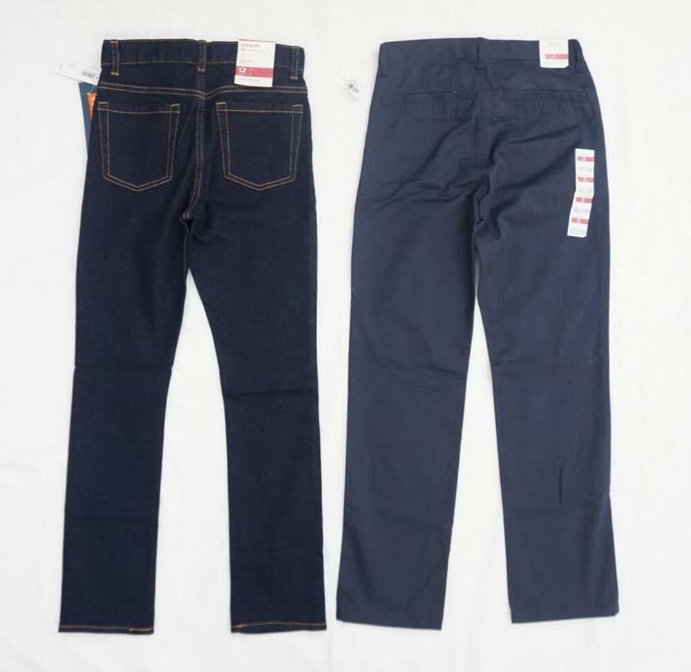 LOT OF 2 OLD NAVY NEW FLEX BOYS 12 SLIM DARK DENIM JEANS & UNIFORM/CHINO PANTS